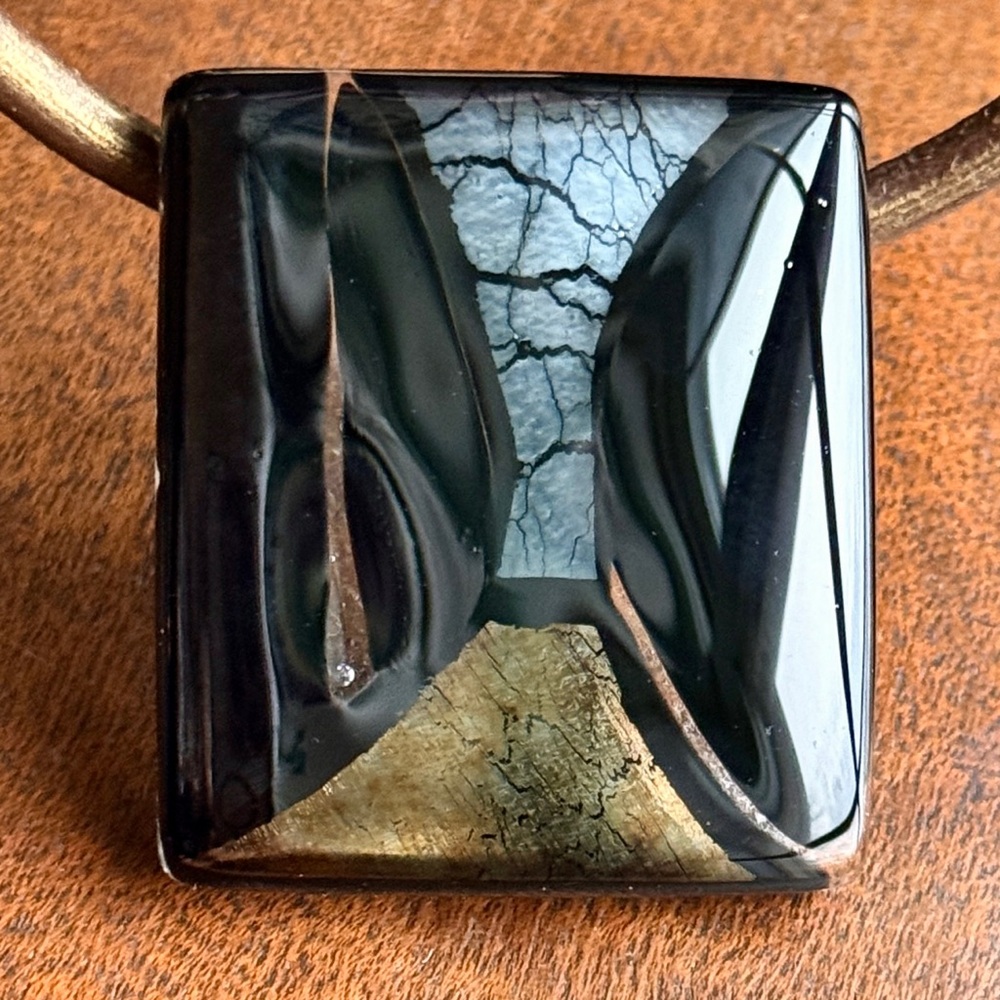 Vintage Dichroic Glass Pendant Necklace “Doorway to Another Dimension” 18.5”